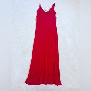 Zara Womens Red Brown Slit Maxi Dress Size S